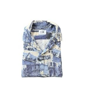 NNO7 No Nationality Miyagi Short Sleeve Linen Blend Shirt Size Beach M